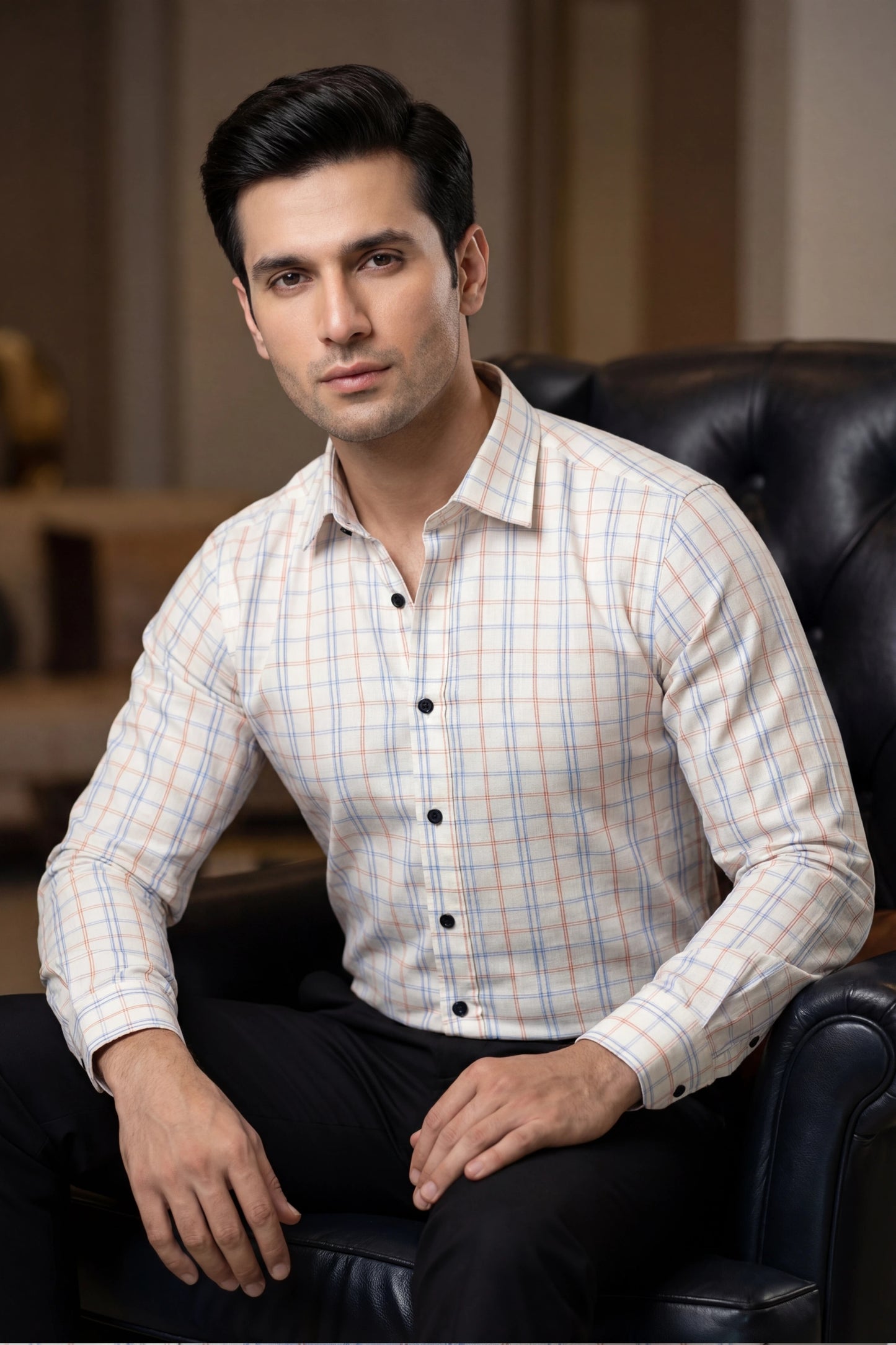 Check Grid Formal Cotton Shirt – Premium Tailored Fit