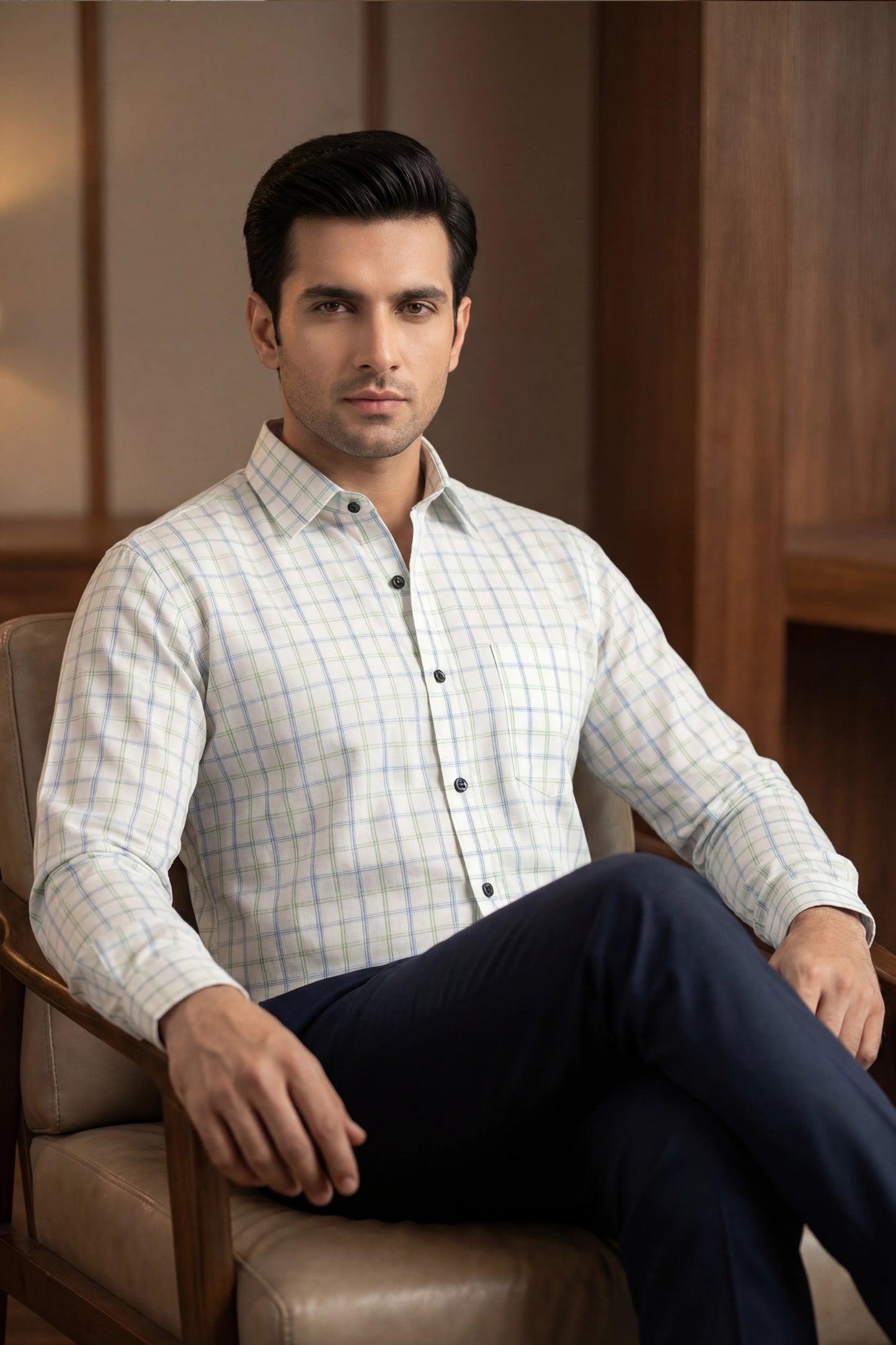Check Grid Formal Cotton Shirt – Premium Tailored Fit