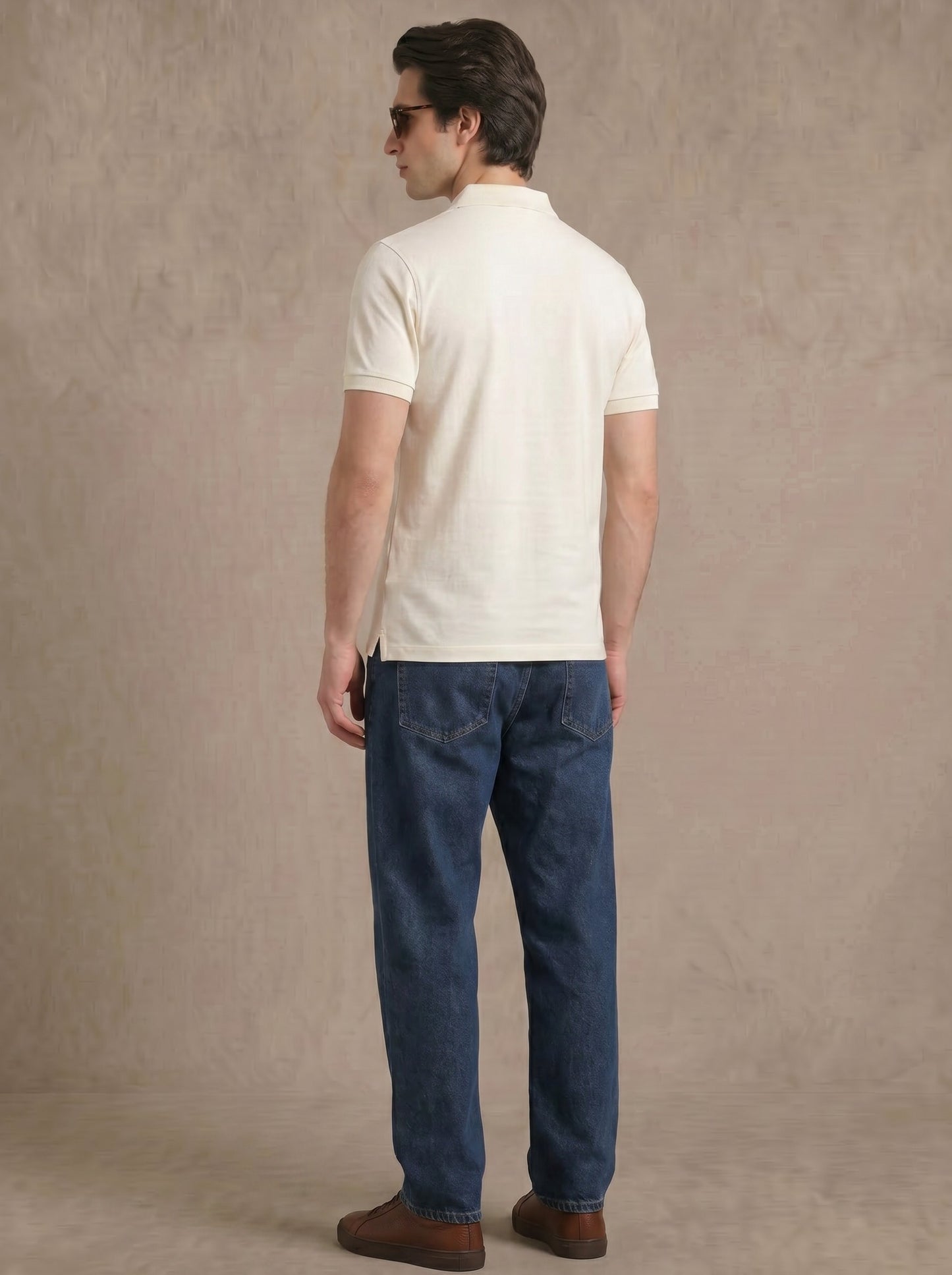 Men’s Classic Egg-White Polo – Premium Cotton Stretch Slim Fit