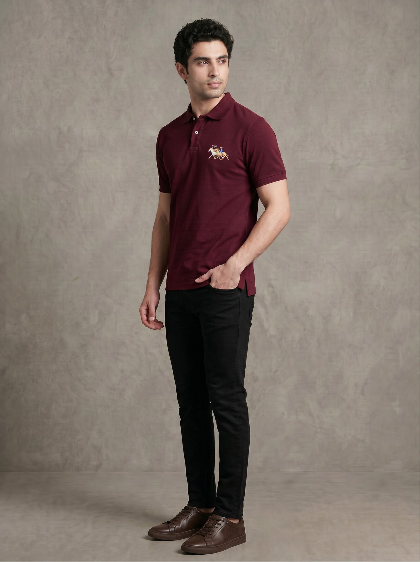 Classic Maroon Polo – Premium Cotton Stretch Slim Fit