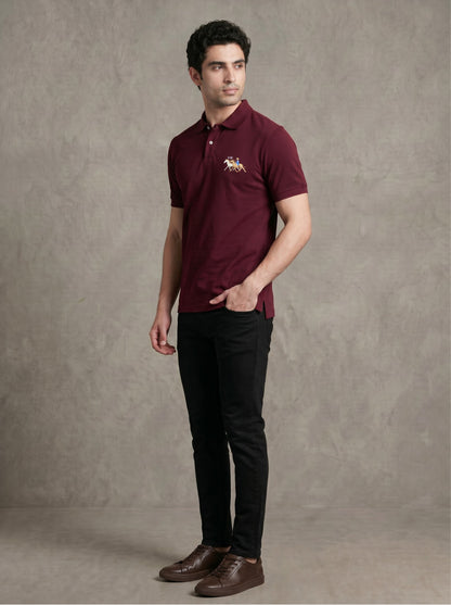 Classic Maroon Polo – Premium Cotton Stretch Slim Fit