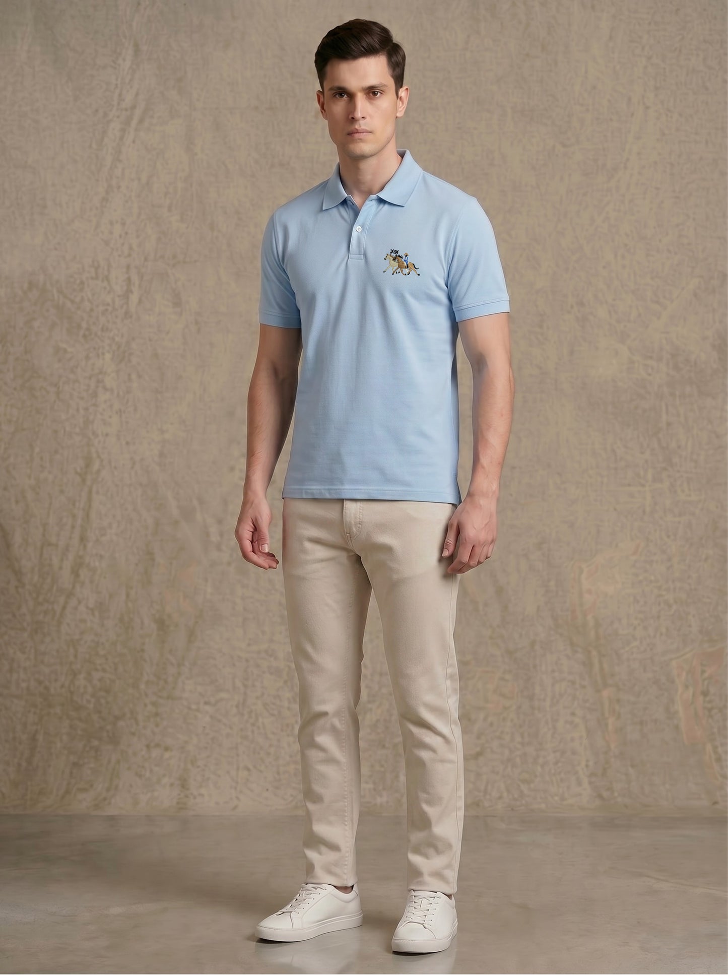Sky Blue Polo Shirt for Men – Premium Cotton Piqué