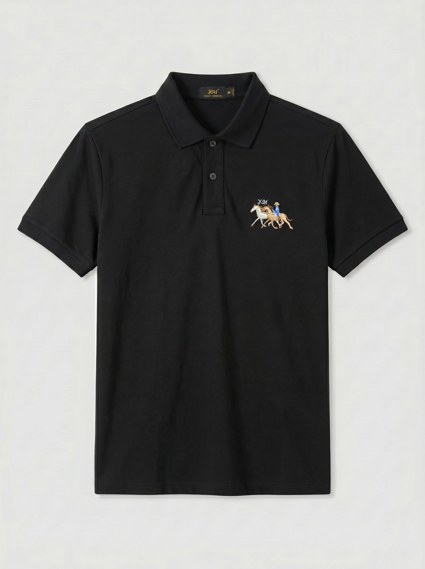 Classic Black Polo – Premium Cotton Stretch Slim Fit