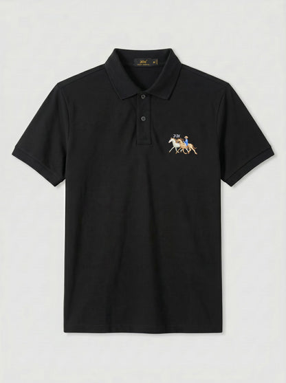 Classic Black Polo – Premium Cotton Stretch Slim Fit