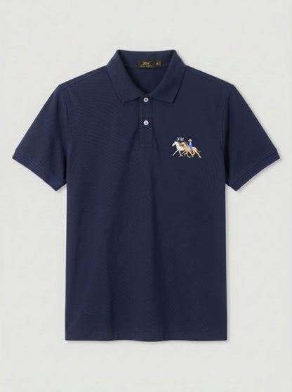 Men’s Classic Navy Polo – Premium Cotton Stretch Slim Fit