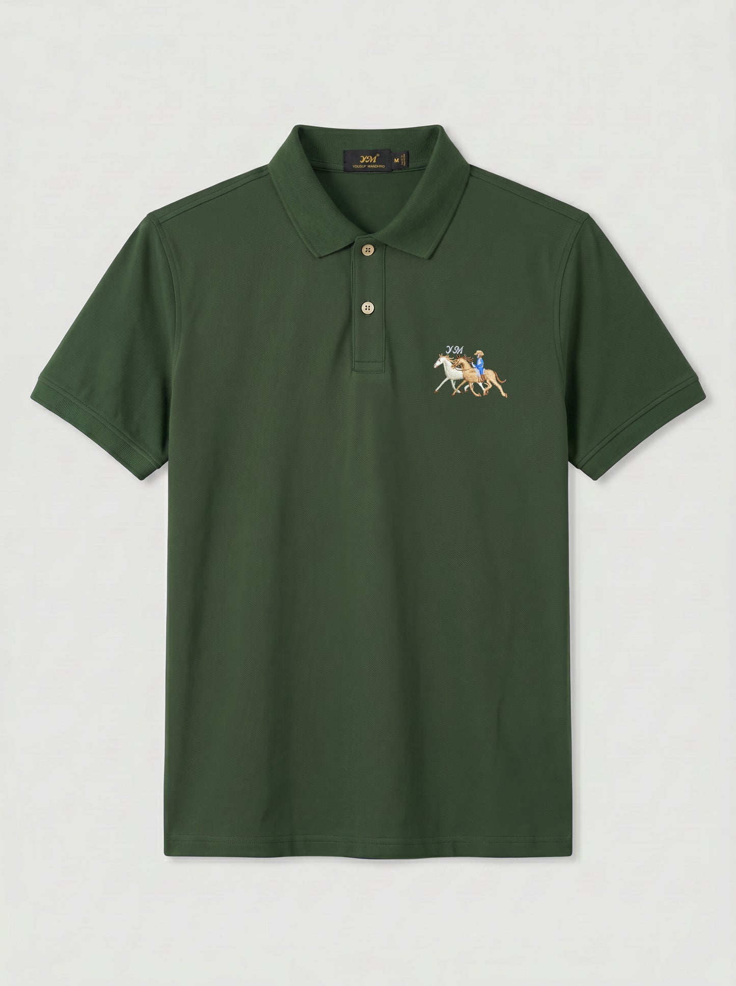 Classic Green Polo – Premium Cotton Piqué Stretch Slim Fit