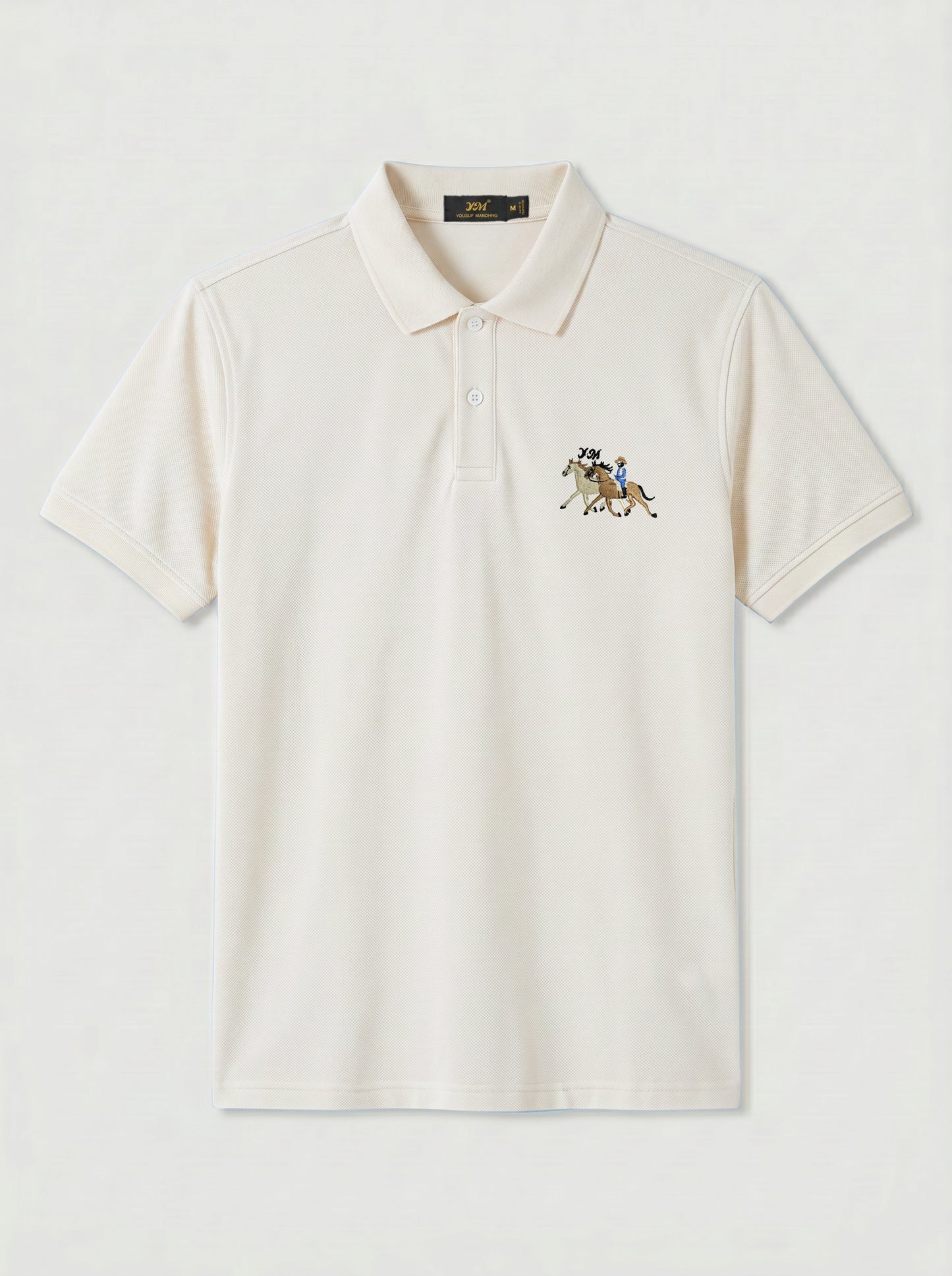 Men’s Classic Egg-White Polo – Premium Cotton Stretch Slim Fit