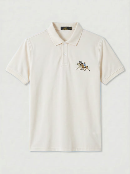 Men’s Classic Egg-White Polo – Premium Cotton Stretch Slim Fit