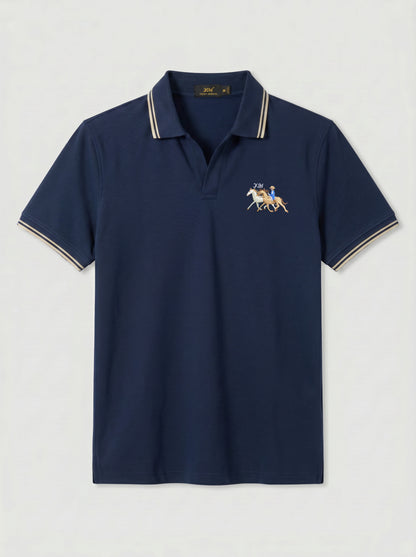 Navy Blue Tipped Old Money Polo