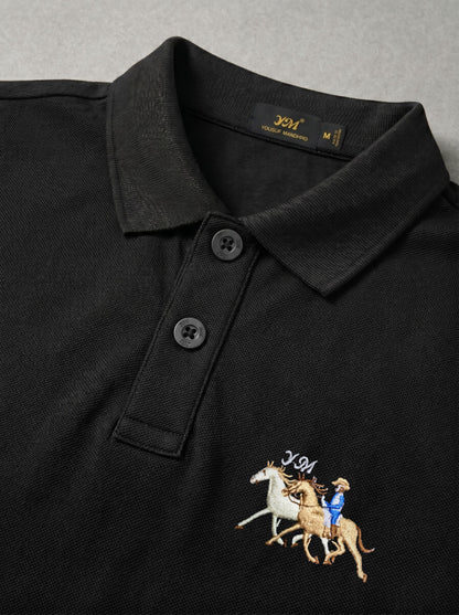Classic Black Polo – Premium Cotton Stretch Slim Fit