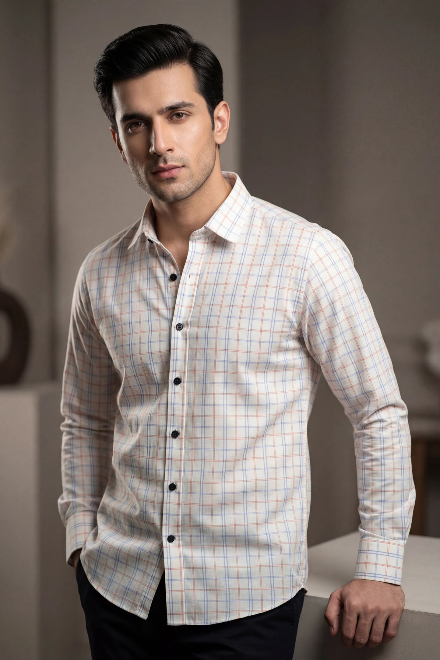 Check Grid Formal Cotton Shirt – Premium Tailored Fit