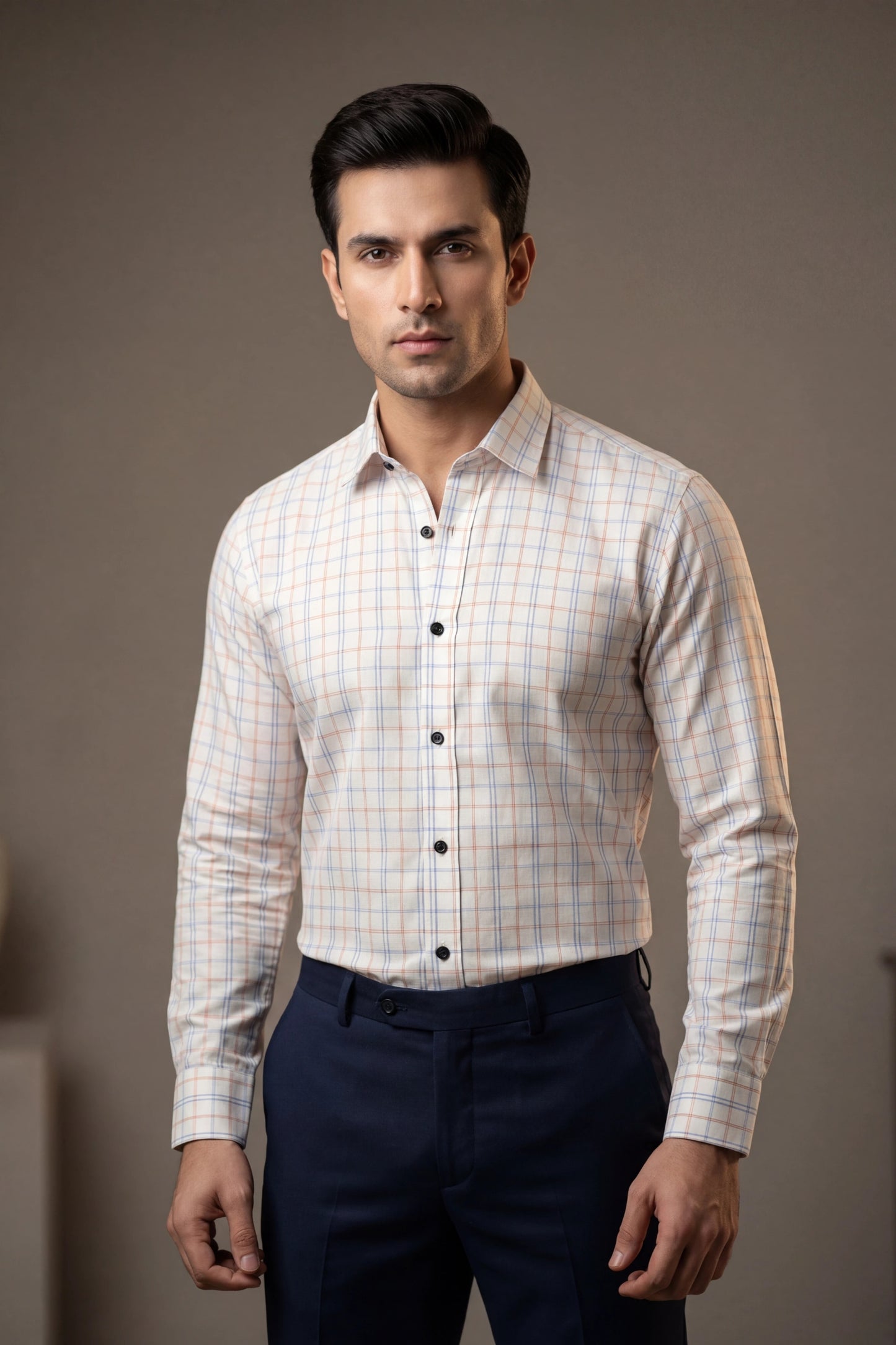 Check Grid Formal Cotton Shirt – Premium Tailored Fit