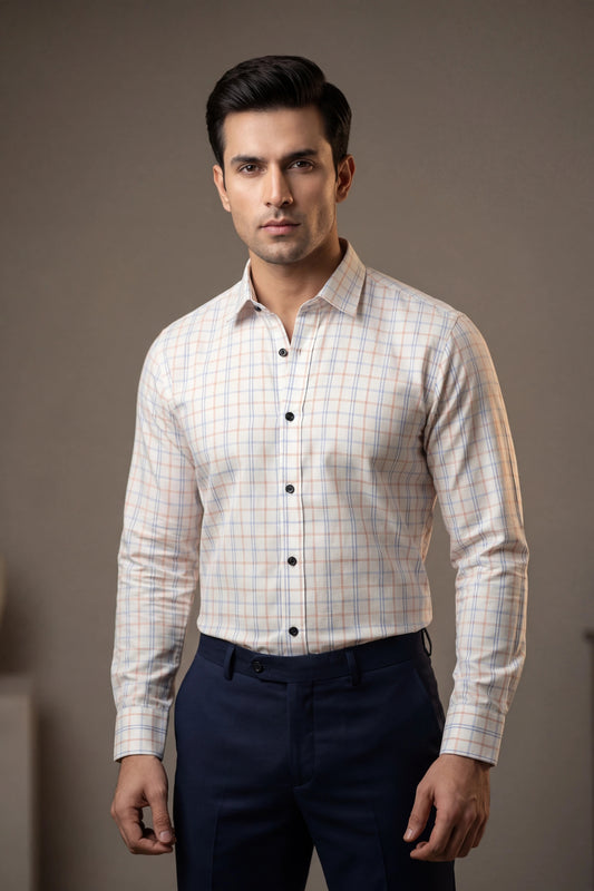 Check Grid Formal Cotton Shirt – Premium Tailored Fit