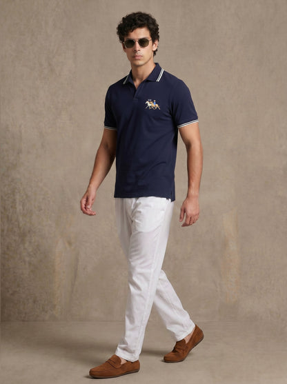 Navy Blue Tipped Old Money Polo