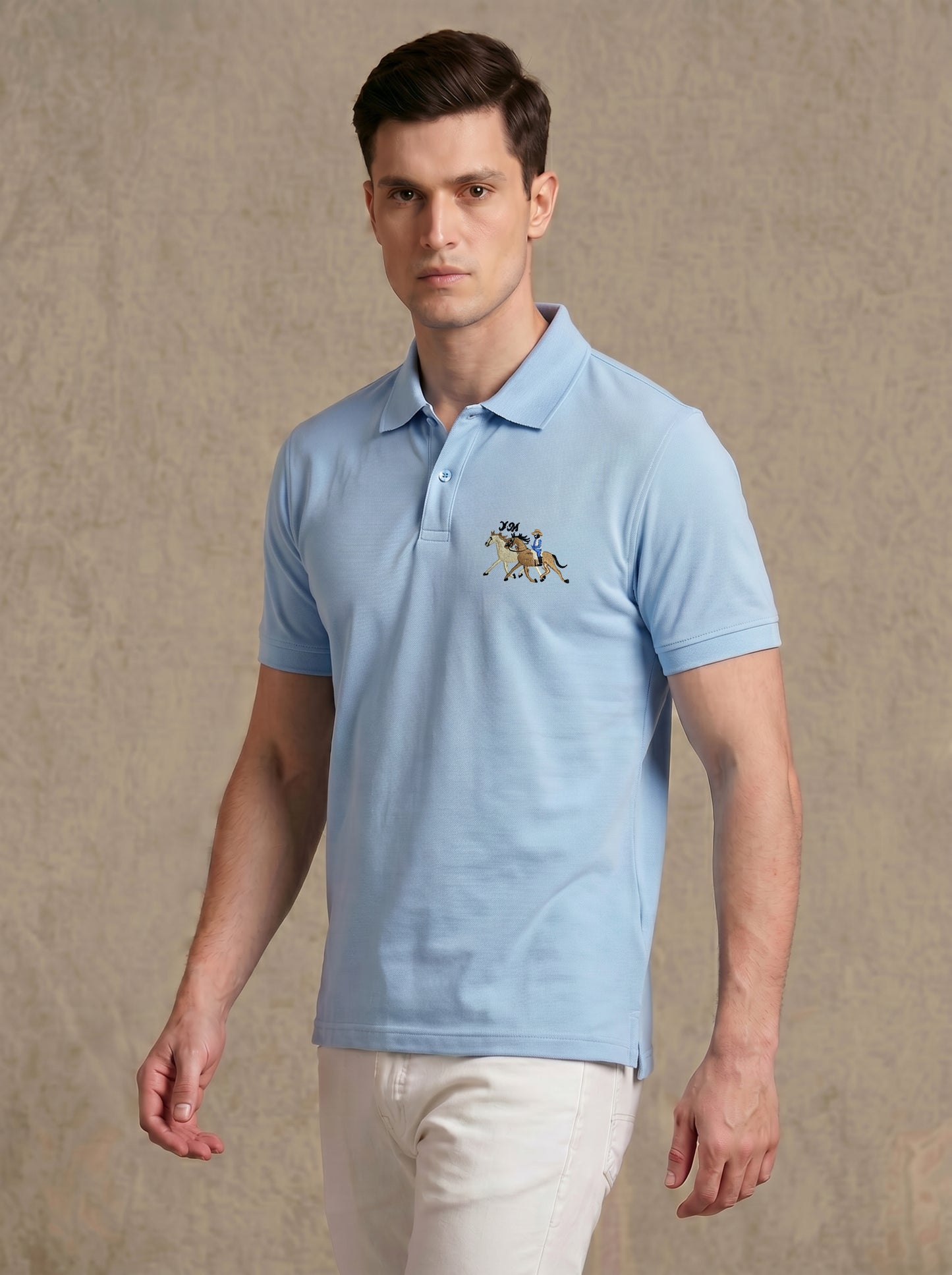 Sky Blue Polo Shirt for Men – Premium Cotton Piqué