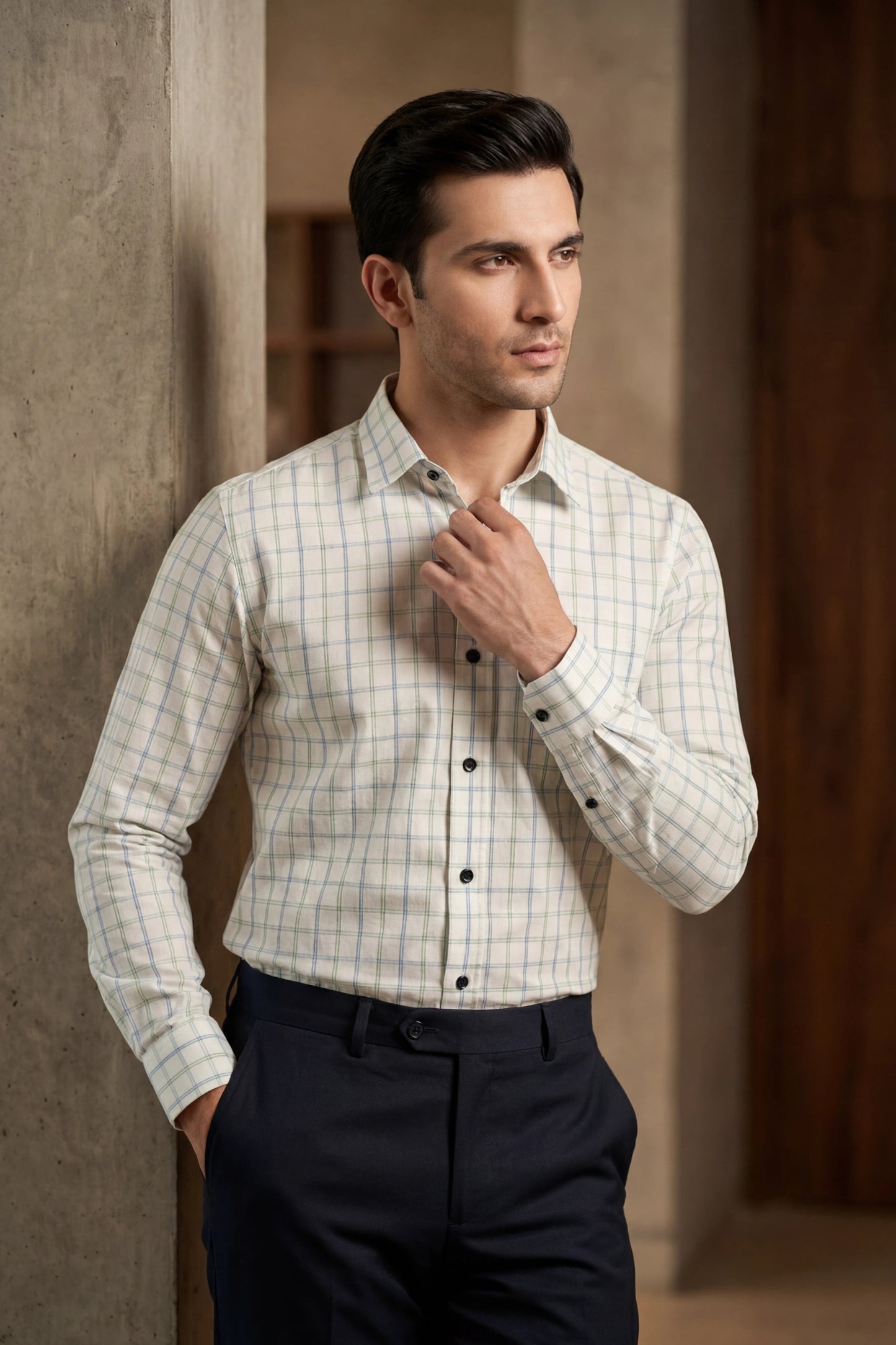 Check Grid Formal Cotton Shirt – Premium Tailored Fit