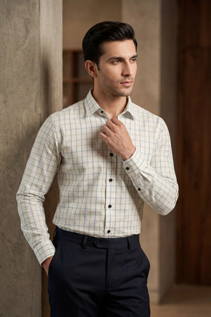 Check Grid Formal Cotton Shirt – Premium Tailored Fit