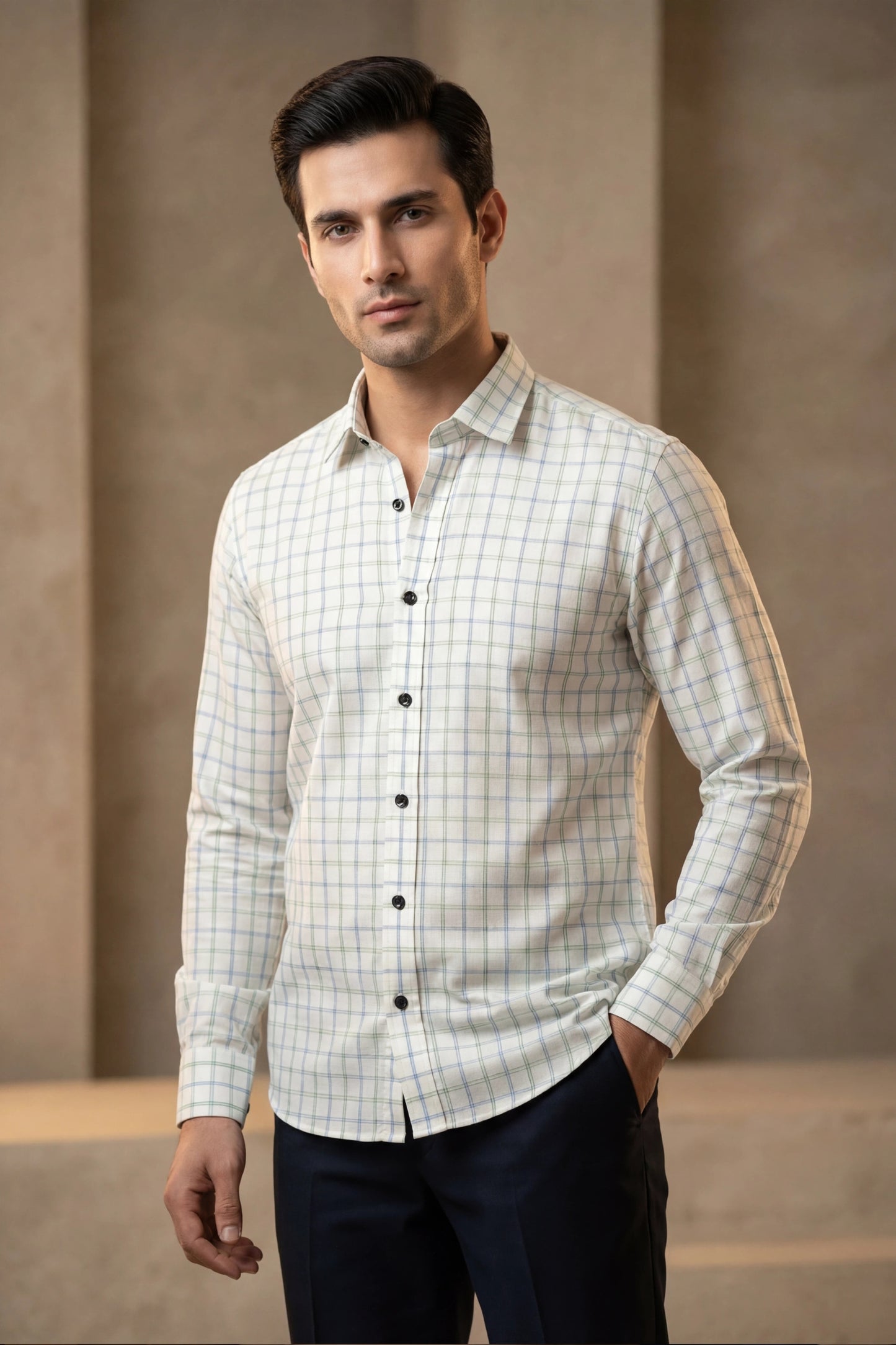Check Grid Formal Cotton Shirt – Premium Tailored Fit