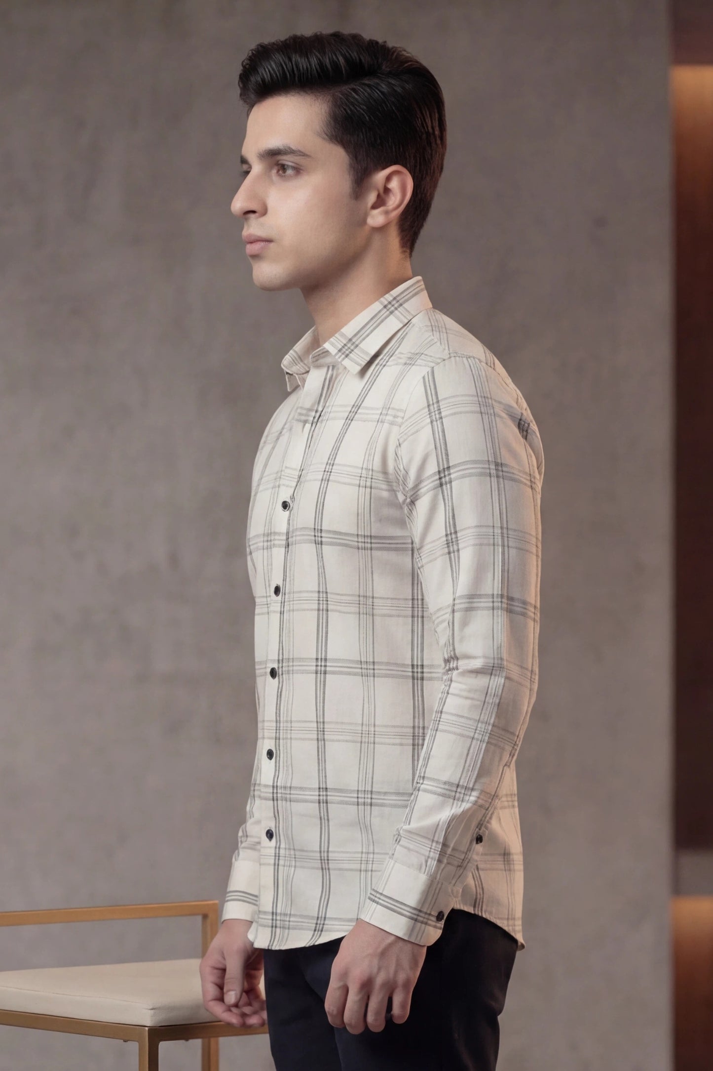 Check Grid Causal Cotton Shirt – Premium Tailored Fit