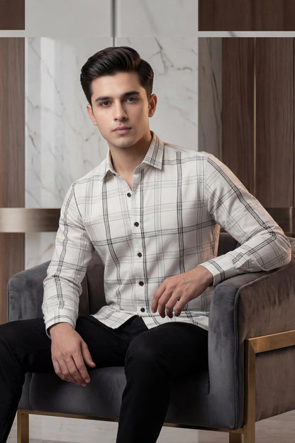 Check Grid Causal Cotton Shirt – Premium Tailored Fit