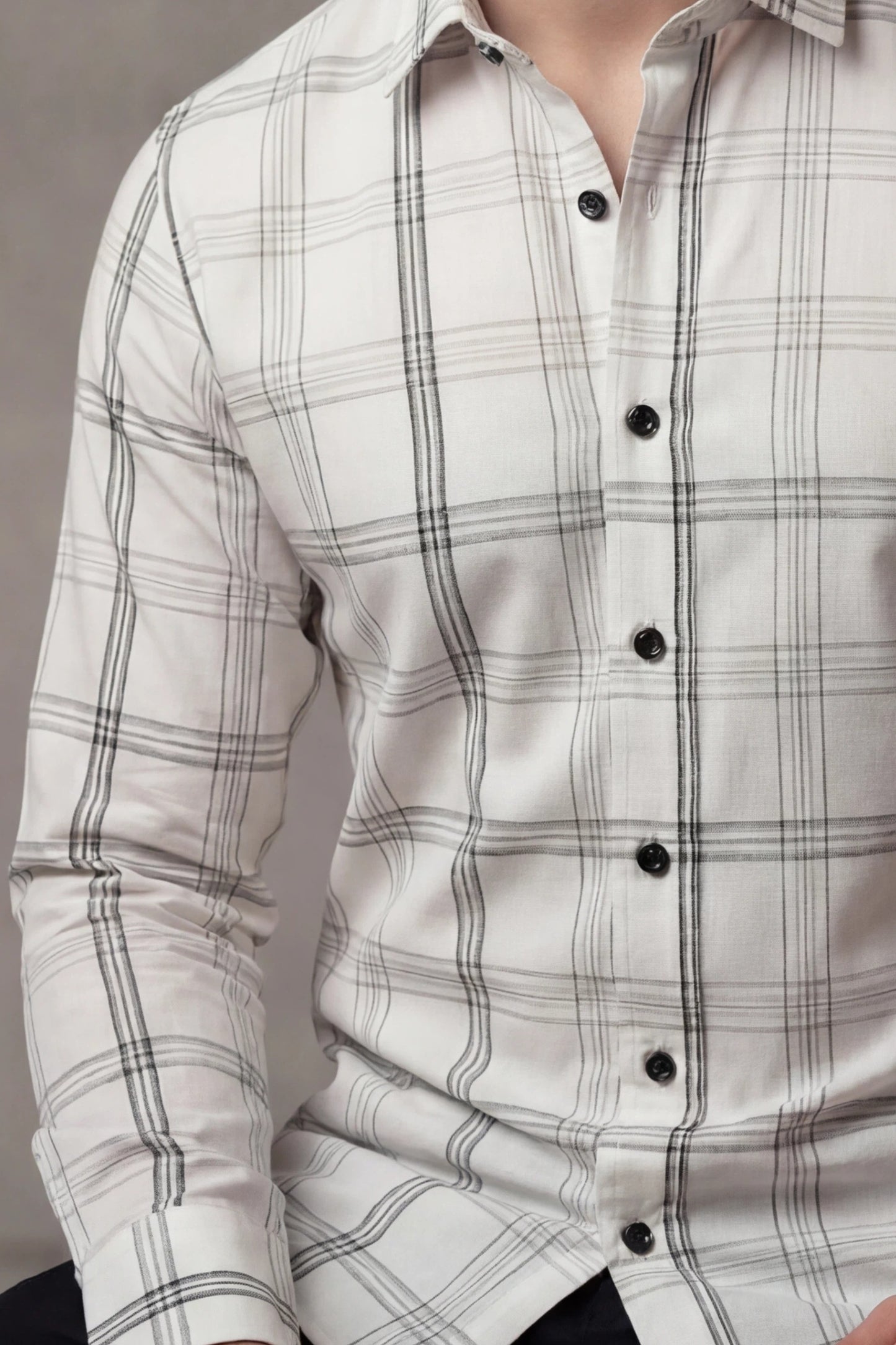 Check Grid Causal Cotton Shirt – Premium Tailored Fit