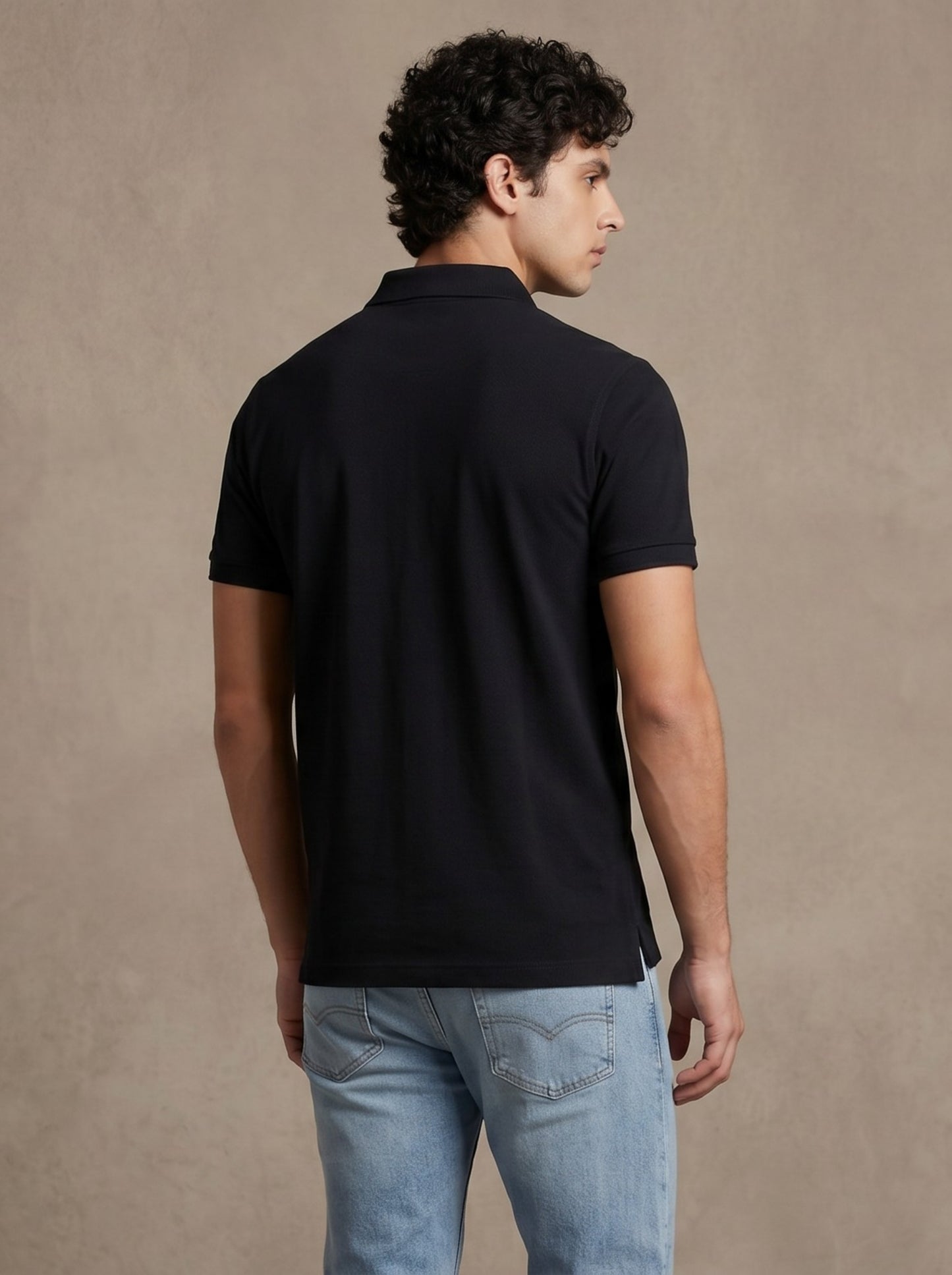 Classic Black Polo – Premium Cotton Stretch Slim Fit