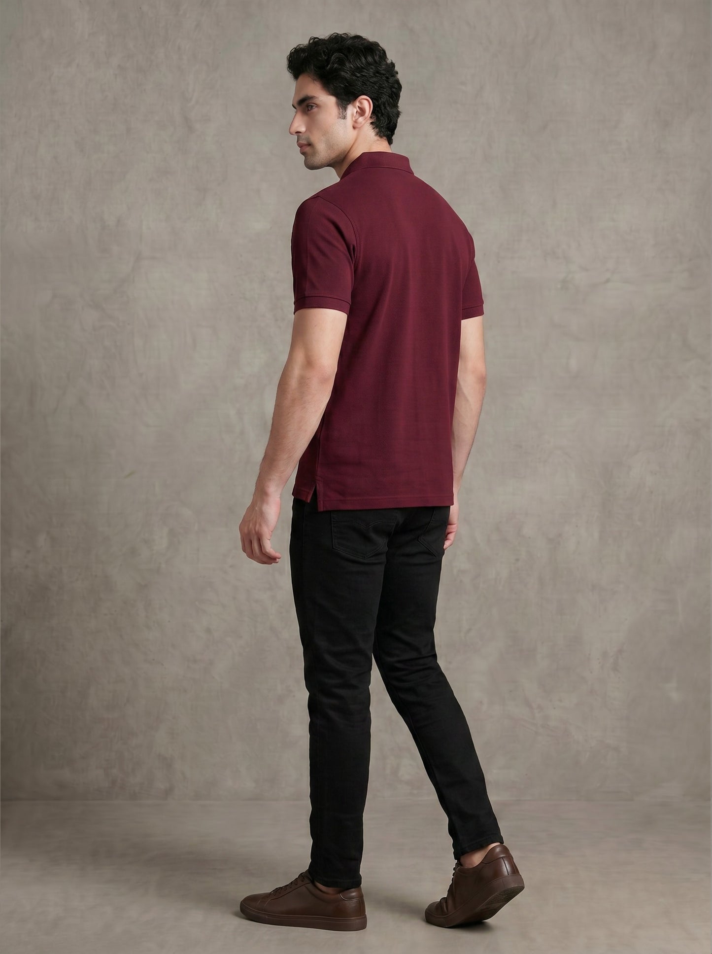 Classic Maroon Polo – Premium Cotton Stretch Slim Fit