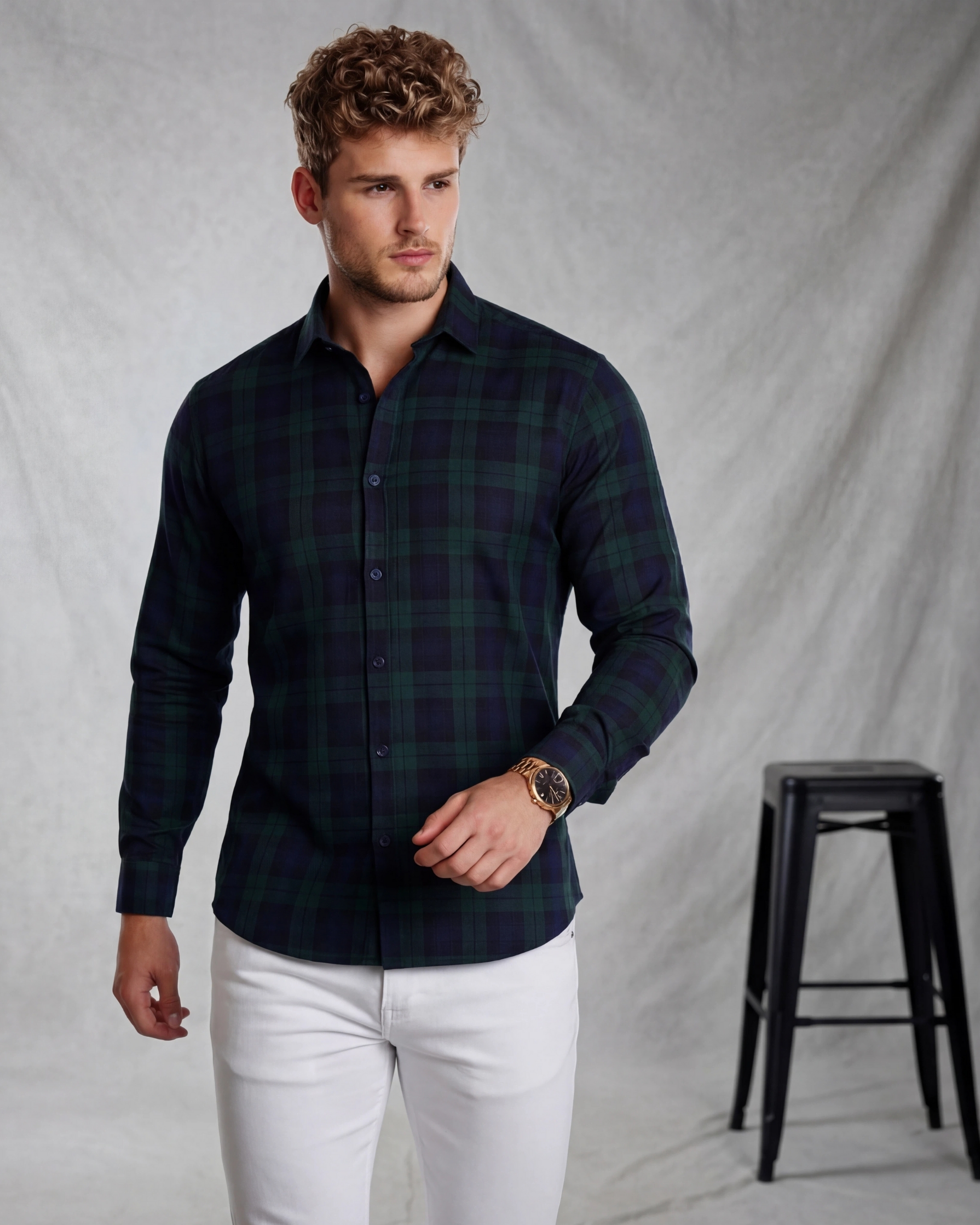 Forest Green Check Flannel Shirt – Classic Fit