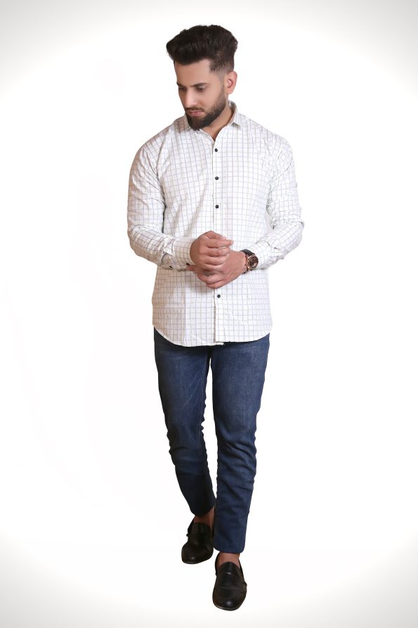 white dress checks shirt mens